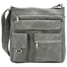 Bag Street Women's Handbag with Many Compartments - Vintage Shoulder Bag Crossbody Shoulder Bag - 32 x 32 x 14 cm, gray