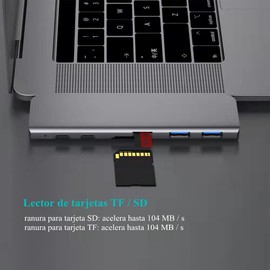 Yostyle 7 in 2 USB C Hub para MacBook Pro, Adaptador USB C a HDMI Compatible,2 USB 3.0 Puertos,USB C 100W PD Carga, Lector de Tarjetas SD/Micro SD,Compatible con MacBook,MacBook Pro,MacBook Air
