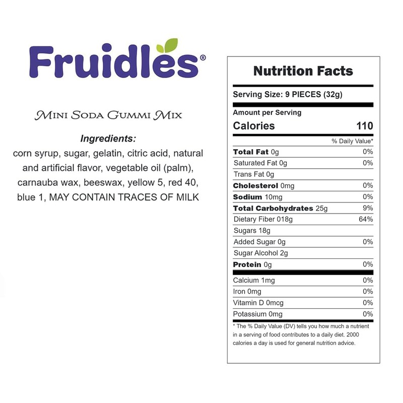 Fruidles Mini Soda Gummy Pop Candy Mix, Delicious Multicolor Fruit