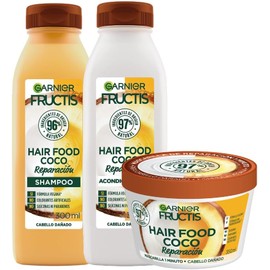 Kit Garnier Fructis Hair Food Coco Rutina Completa, Reparación Profunda para el Cabello Dañado, Shampoo 300 ml, Acondicionador 300 ml y mascarilla cabello de 350 ml