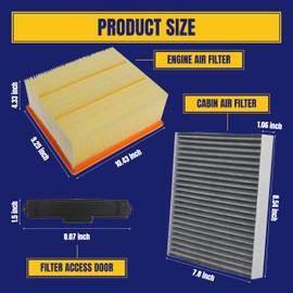 Engine and Cabin Air Filter for Dodge Ram 1500 2500 3500 4500 5500 for Cummins 6.7L 6.7 Diesel 2011-2023 6.4L 6.4 Gas 2019-2022 for Journey for Compass for Chrysler 200 Replace 53034051AB 68406048AA