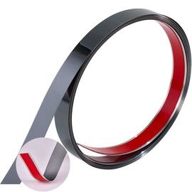 Trimold - Moldura de pared de acero inoxidable para despegar y pegar, borde de metal autoadhesivo flexible para techo, marco de espejo y más, acabado tipo espejo metalizado negro