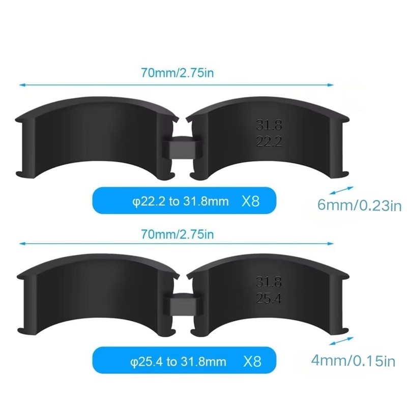 runrayay 16 Pcs Bicycle Handlebar Rubber Gasket, 31.8 to 22.2/25.4