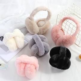 Foldable Winter Ear Muffs Cozy Faux Fur Earmuffs Soft Warm Earmuffs Cute Headband Ear Covers Fluffy Ear Warmers Black