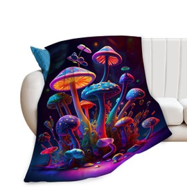 Mushroom Throw Blanket Colorful Mushroom Plush Fleece Soft Cozy Mushroom Gifts Blanket for Kids Girls Adults Couch Bed Chair Office Dorm Decor 40''X50''
