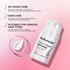 NICEFACE 50ml Leave-In Repair Hair Mask - Restores Dry & Damaged Hair, Reverses Bleach, Color, Chemical Services & Heat, Suitable for All Hair Types