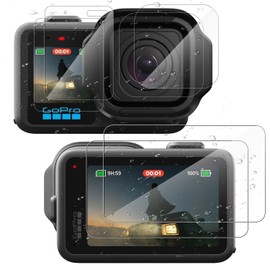 YCJDP 保護フィルム GoPro MISSION 1 / MISSION 1 PRO/MISSION 1 PRO ILS 用 フィルム 9H 超高硬度 耐衝撃性 防汚防指紋加工 撥水撥油コーティング 自動吸着密着 気泡なし 画面飛散防止 キズ防止 耐摩耗性 初心者でも簡単貼り付け (フロント/リア/レンズ) 【計 6枚入り】