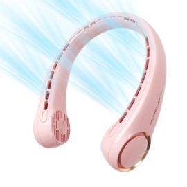 Neck Fan, USB Rechargeable Personal Fan,Hand Free Bladeless Portable Fans,4000 mAh, 3 Speeds,72 Air Faster softer 360° Cooling, Ultra Quiet,Gift Suitable for Home, Office, Travel, Sports,Pink