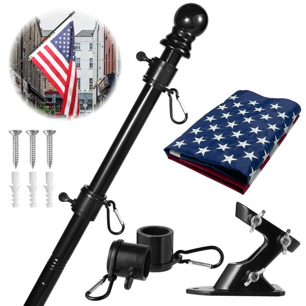 Flag Pole Holder for Outside House with 3X5 210D Embroidered