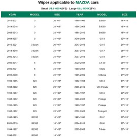 Windshield Wiper for Mazda 6 2003-2008,22"+18" Replace Front Windshield Wiper Blades J&U-hook (2-Pack)