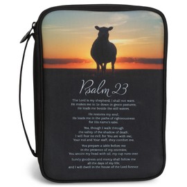 Lord My Shepherd Sunset Shadow Large Canvas Fabric Bible Cover With Handle