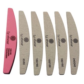 Set Profesional de Limas para Uñas 6 Piezas – Nail File Set Multi Grit 80/80, 100/180, 150/150, 180/180, 240/240 + Sponge 100/180 – Manicure, Nail Art y Nail Prep