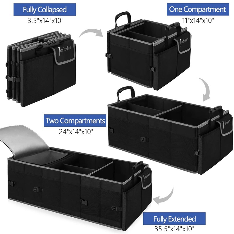 Trunk Organizer With Built-In Insulated Leak Proof Cooler Bag,Collapsible Cargo