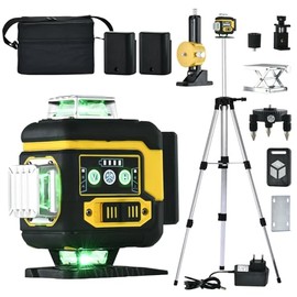 Mulcort Laser Level with Tripod, 4 x 360 Self Leveling Laser Measuring Tool Green 16 Line Level Laser 360 Self Leveling for Construction, Home Renovation, Picture Hanging