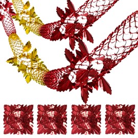 4pcs Christmas Ceiling Decorations Gold Red Foil Christmas Decorations Indoor Christmas Hanging Decorations Garland Decorations for Xmas New Year Party (Gold & Red)