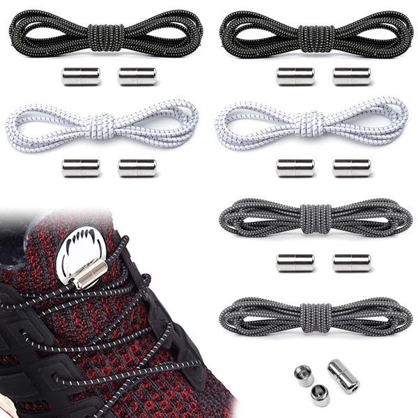 TaimeiMao 6 Pairs of Laces, Cotton Shoelaces, Elastic Shoelaces, Sports