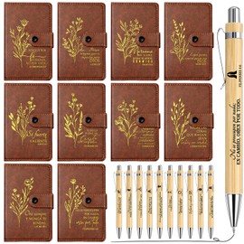 Spakon Fathers Day Christian Gift Bulk Leather Bible Verse Study Notebook Religious Ballpoint Pen Prayer Journal Notepad for Graduation Women Men Church Sunday School(20 Pcs,Spanish Bible Words)