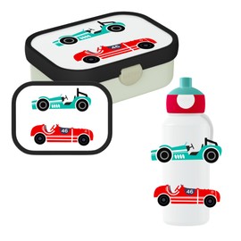 Mepal - Lunch Set Campus Racing Car - Set for Children with Pop-up Water Bottle & Lunch Box - Lunch Set for School or on the Go - Dishwasher Safe & BPA Free - 400 ml + 750 ml - Retro Racing Car