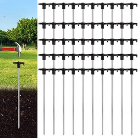 Oungy 50Pcs Tent Stakes Heavy Duty, 10 Inch Tent Stake Metal, Black Galvanized Non-Rust Ground Stakes for Camping, Outdoor, Travel, Grassland, Yard
