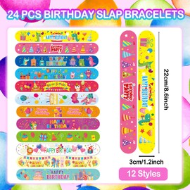 Acuiwer Slap Bracelet 24 PCS Birthday Slap Wrist Bands Bulk for Kids Party Bag Fillers Party Supplies Flavors Gift for Girls Boys Birthday Christmas (Birthday-30 pcs)