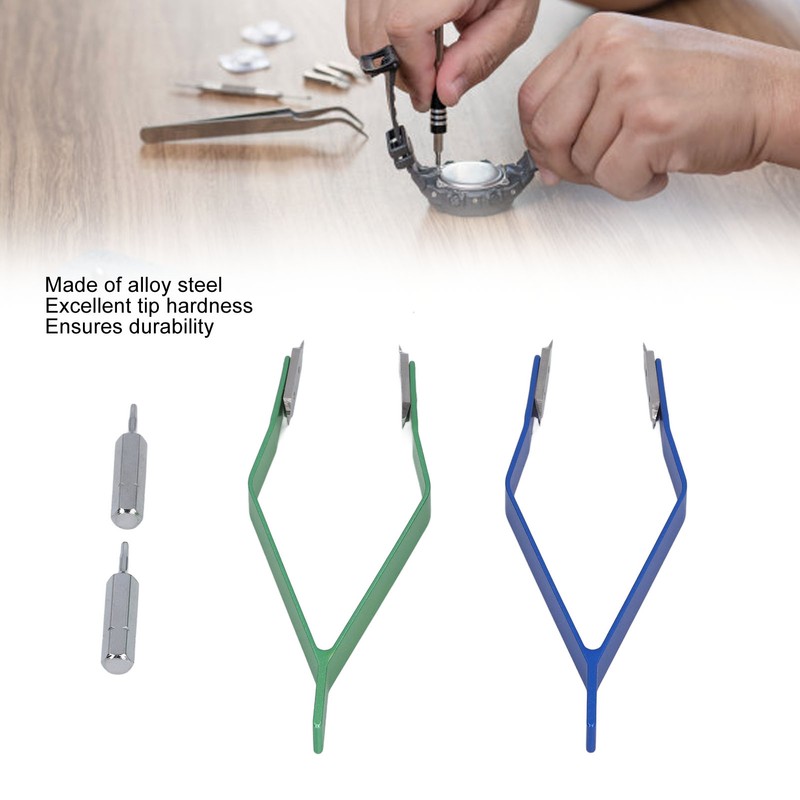 2PCS V Shape Spring Bar Tweezers Professional Alloy Steel Watch