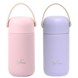 Yerbam 5.5oz Mini Tumbler Stainless Steel Vacuum Insulated Water Bottle Double Wall Thermos Flask Small Size BPA Free Leakproof (Periwinkle-Pink Combo)