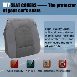 Wyrxalon Steel Gray Front Driver Side Bottom Replacement Cloth Seat Covers Compatible with Ford F250 F350 F450 F550 2011 2012 2013 2014 2015 2016