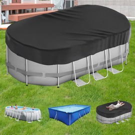 Neuradical 12×18 Ft Oval Pool Covers for Above Ground Pools, Oval Pool Covers for Rectangular Frame Pools, Swimming Pool Cover Ideal for Outdoor Waterproof, Weatherproof and Dustproof