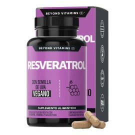 Resveratrol 100 Vegano Alto Contenido Polifenoles Pimienta Negra Absorción Vitamina Semilla Uva Acai Beyond Vitamins Antioxidante Vitaminas Mujer