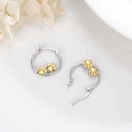 StoryMidir Paw Print Earrings for Women 925 Sterling Silver Cat Dog Paw Hoop Earrings Hypoallergenic Pet Paw Jewelry Gifts for Girls