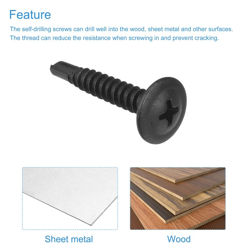 sourcing map Phillips Head Self Tapping Screws, #8 x 1"