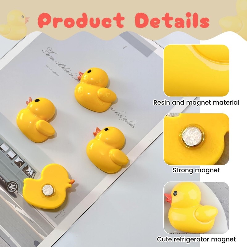 12pcs 3D Duck Cute Fridge Magnets, Cute Refrigerator Magnets, Cute