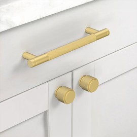 Amerdeco 10 Pack Matte Gold Knurled Cabinet Knobs Kitchen Cabinet Pulls for Drawer Dresser, Cupboard and Wardrobe AM003