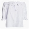 Harshman Gruner Off-Shoulder Puff-Sleeve Linen Striped Blouse White Lavender 2