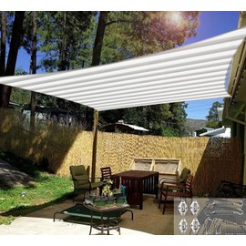 Windscreen4less 8' x 16' Sun Shade Sail Rectangle Outdoor Canopy Cover with Hardware Kit UV Block for Backyard Porch Pergola Deck Garden Patio Pool (Gray White Strip)