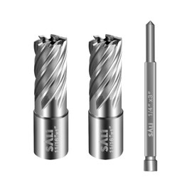 SALI 2 pcs Annular Cutter Diameter 11/16 Inch with Weldon Shank 3/4" (with 2 Flats) Cutting Depth 1" Mag Drill Bit for Magnetic Drill Press HSS Fully Ground Drill with One 1/4"*3" Pilot Pin