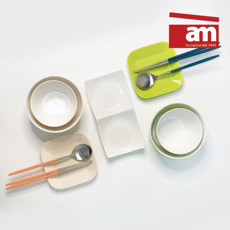 am Italy am solid square stainless steel cutlery set all-in-one,