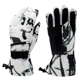 Feelorna Winter Ski Gloves for Men Women, Waterproof Windproof Snow Gloves Warm Touchscreen Snowboard Gloves for Cold Weath (White, One Size)