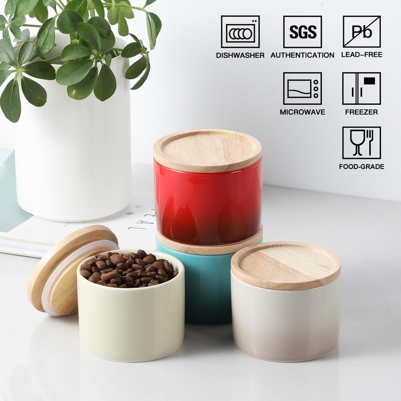 Sweejar Kitchen Canisters Ceramic Food Storage Jar, Stackable Containers with
