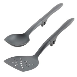 Rachael Ray Tools and Gadgets Flexi Turner and Scraping Spoon Set / Cooking Utensils - 2 Piece, Gray