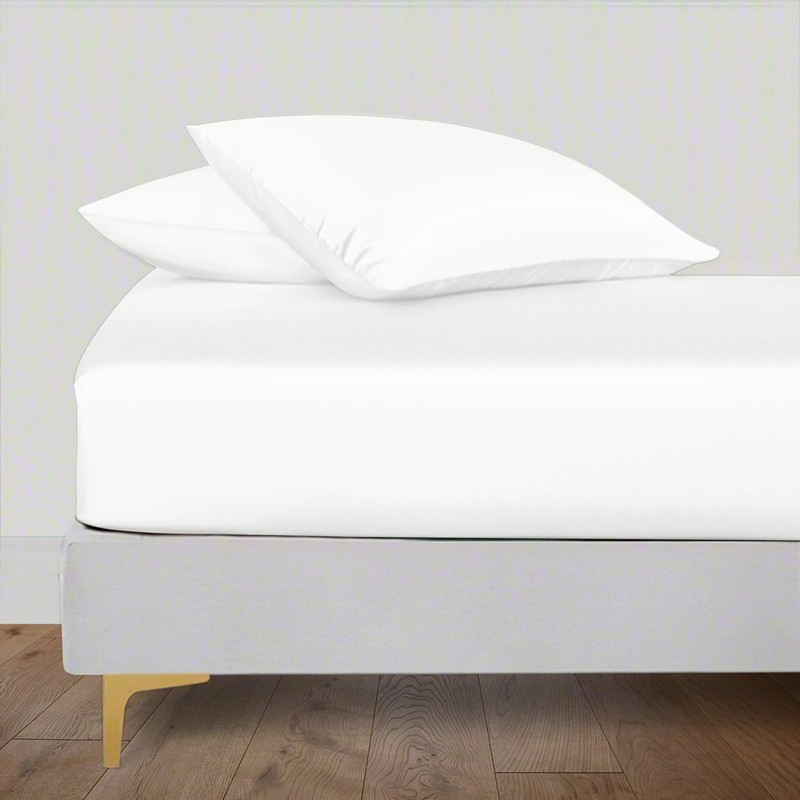 LINENWALAS Organic Vegan Bamboo Fitted Sheet with Pillowcase, Deep Pocket
