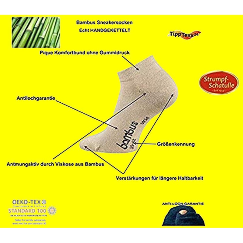 TippTexx24 Bamboo Trainer Socks - 6 / 12 / 18