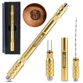 KEENSUN 2-in-1 Cigar Draw Enhancer & Poker Tool Portable Twin Needles Cigar Draw Accessory, Fast 2-5 Days Shippingcolor: All gold