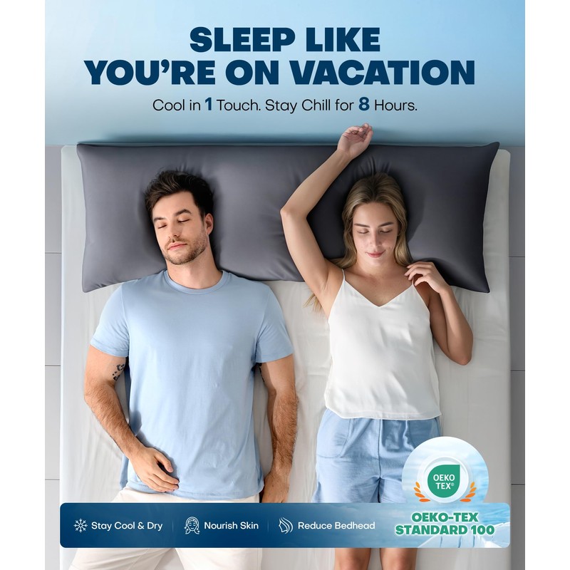 Ice Cooling Body Pillowcase for Hot Sleepers, Stay Cool All