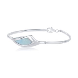 Sterling Silver Oval Larimar Bangle
