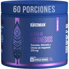 Birdman Mag Trifecta 270 mg Treonato, Glicinato y Citrato de Magnesio | Distintos Beneficios | Fórmula Limpia Sin Aditivos | Cápsula Vegana | Suplemento Alimenticio | 60 Porciones | 180 Cápsulas