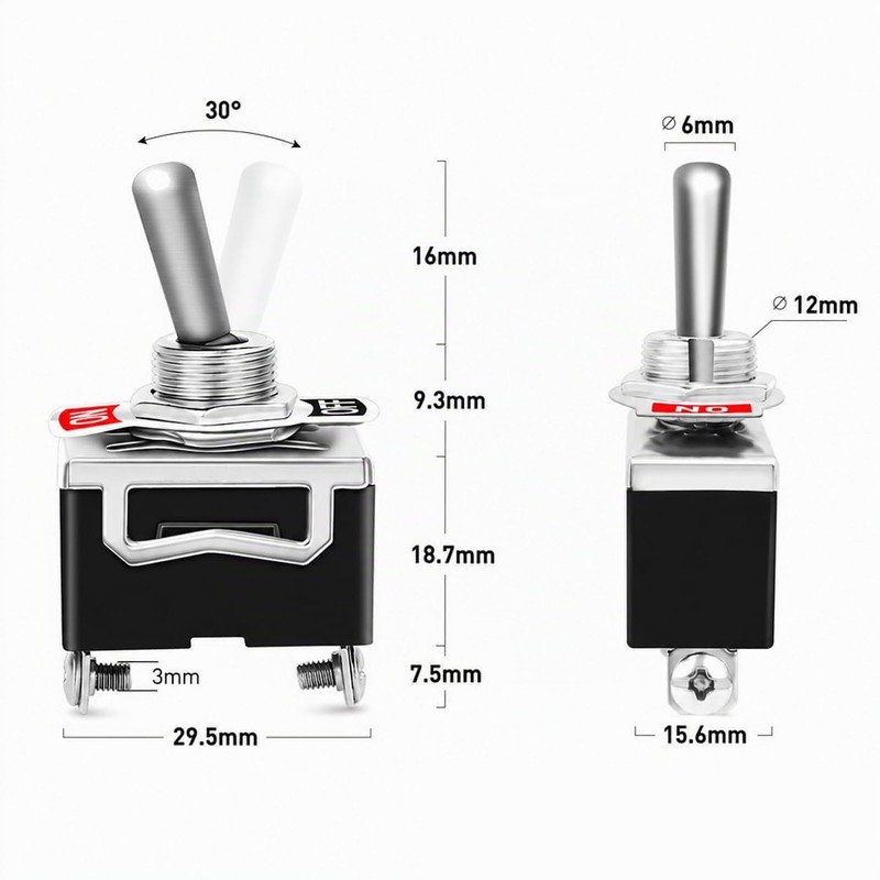 Gebildet Toggle Switch 10A/12VDC, 6A/24VDC, ON/OFF Rocker Switch, SPST 2-pin