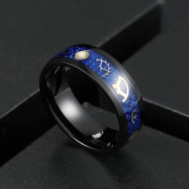 King Will Anillo de boda de acero inoxidable de 8 mm para hombre Steampunk Gear plateado/dorado/negro/y fibra de carbono biselado/pulido abovedado para hombre, ajuste cómodo, Pequeño, Acero inoxidable, Sin gemas.