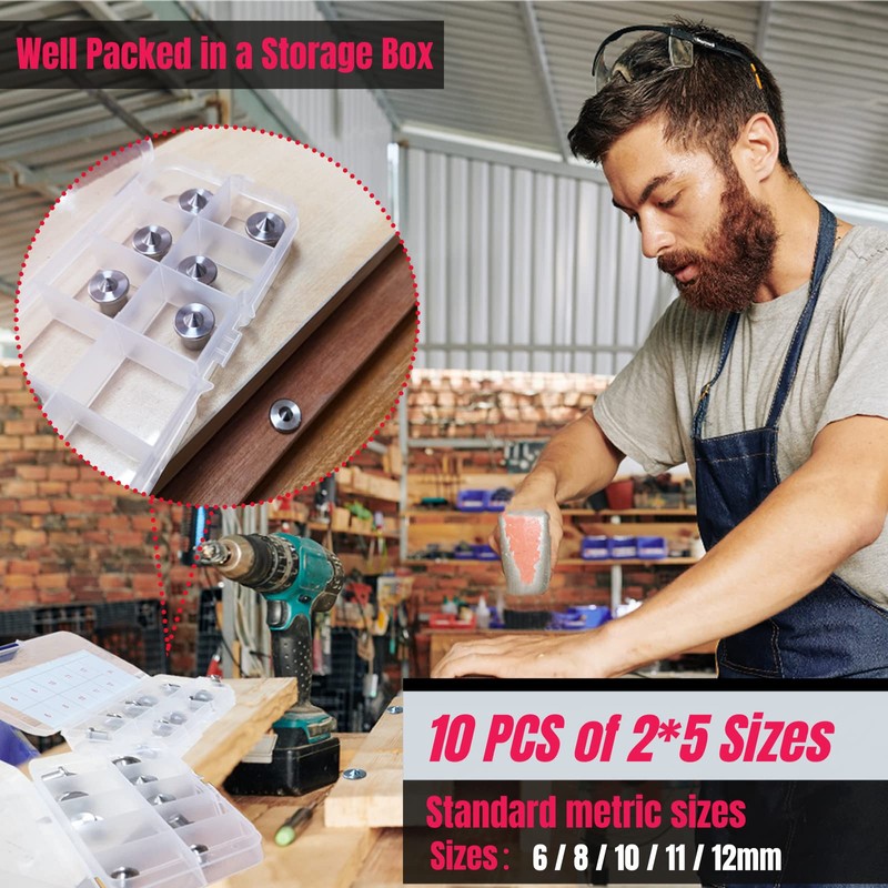 MinliGUY Dowel Centers-Metric Stainless Steel Transfer Plugs 10PCS with 5