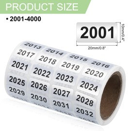 uxcell Consecutive Number Stickers, 2001-4000 Inventory Label Numbers Self Adhesive Waterproof Labels Tags for Storage Organizing Moving Box Labeling Business Supplies, Silver